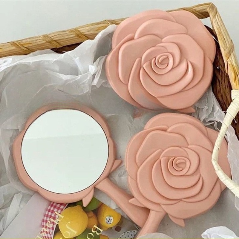 Beauty Rose Makeup - Tragbarer Make-up-Spiegel für Damen, Rosen-Make-up-Spiegel, Handtaschenspiegel,