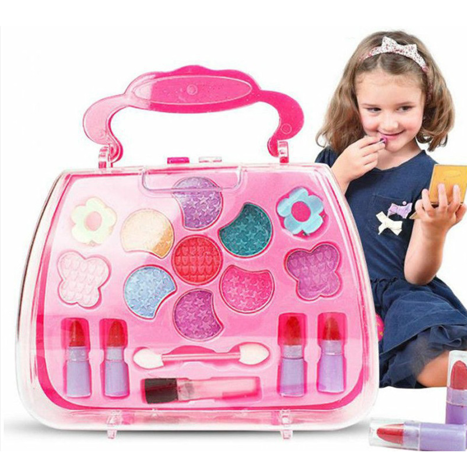 Beauty Makeup For Kids - Make-up-Spielzeug für Mädchen, Kinder-Kosmetik-Set mit Kosmetikkoffer,