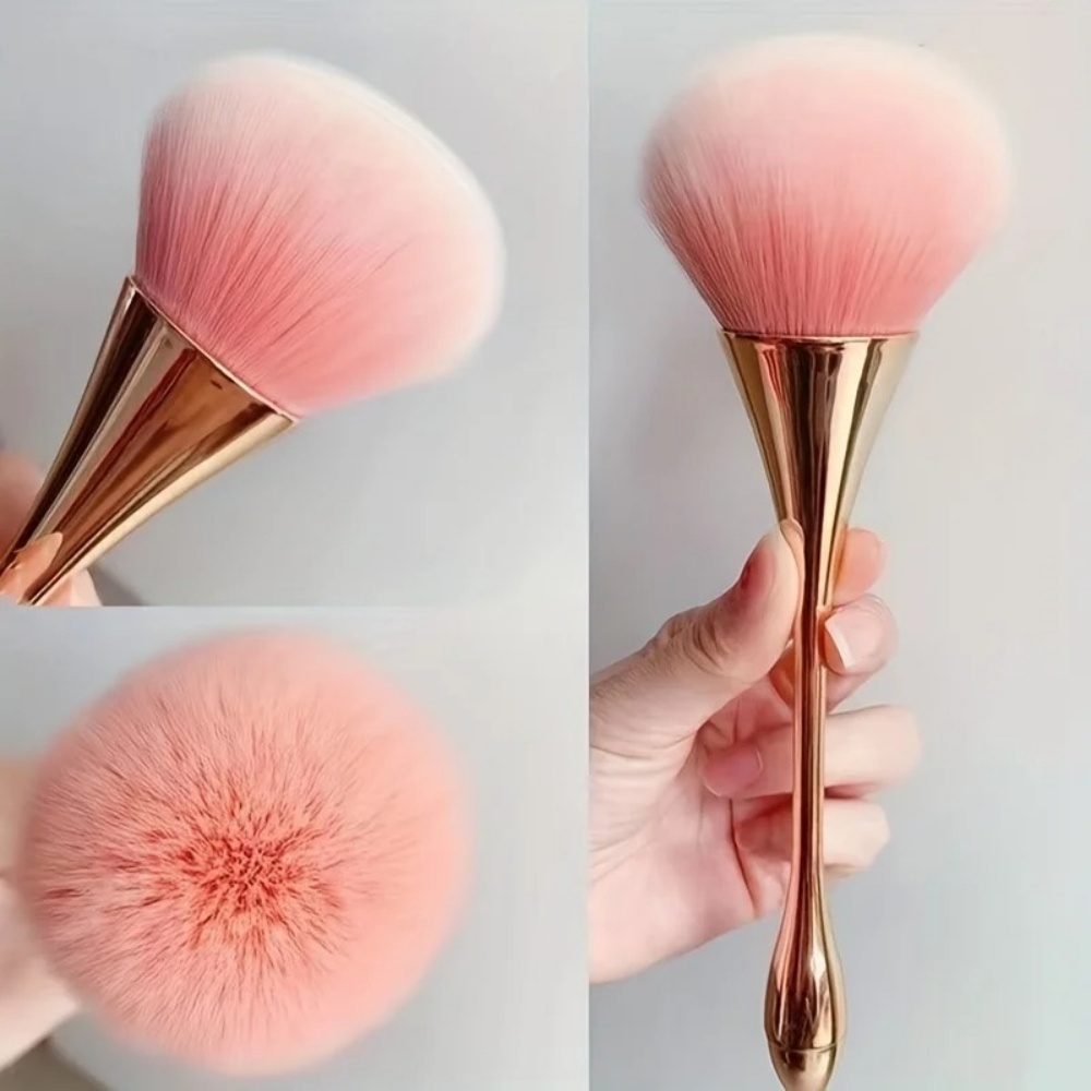 Beauty Rose Makeup - Roségoldener Fächer-Make-up-Pinsel, Kosmetikpinsel, Puderpinsel, Highlighter-Pinsel, Rouge-Pinsel