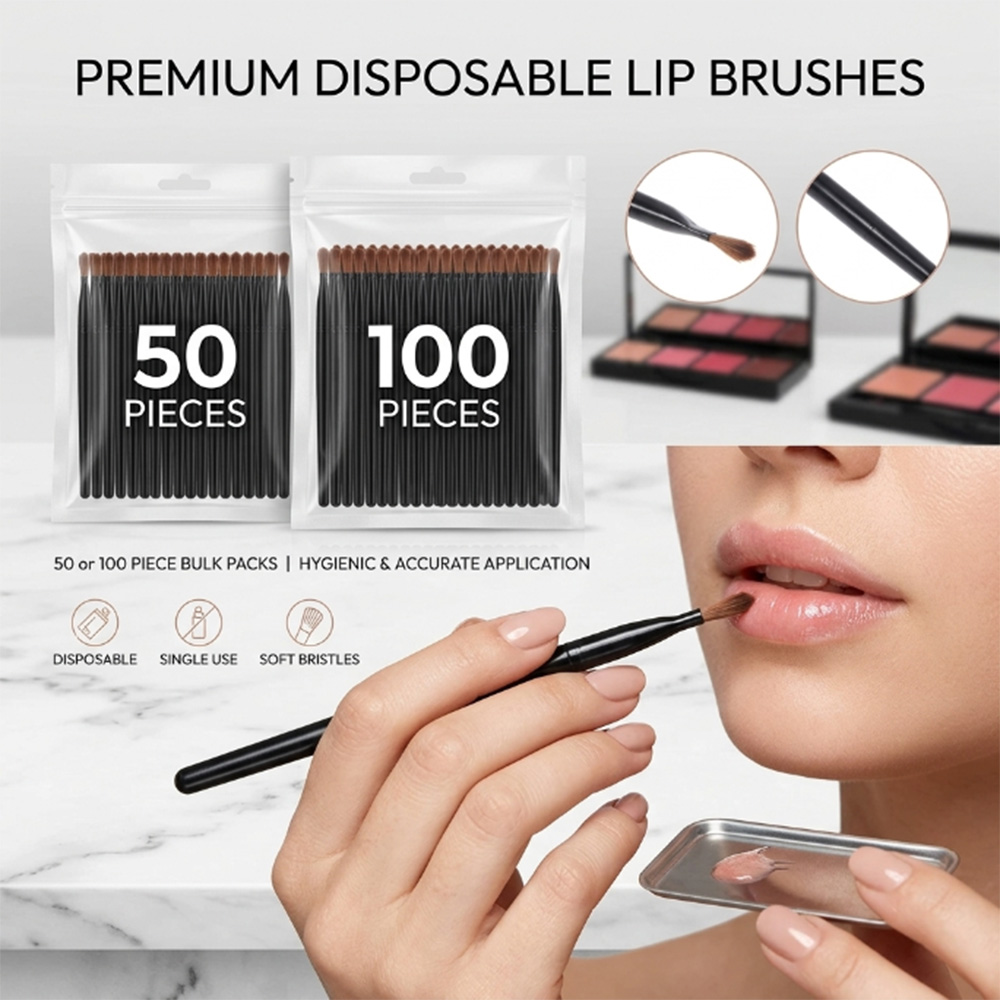 Beauty Kiss Makeup - 50/100 Stück Einweg-Lippenpinsel-Set Lippenstift-Gloss-Applikatoren Make-up-Pinsel Professionelles