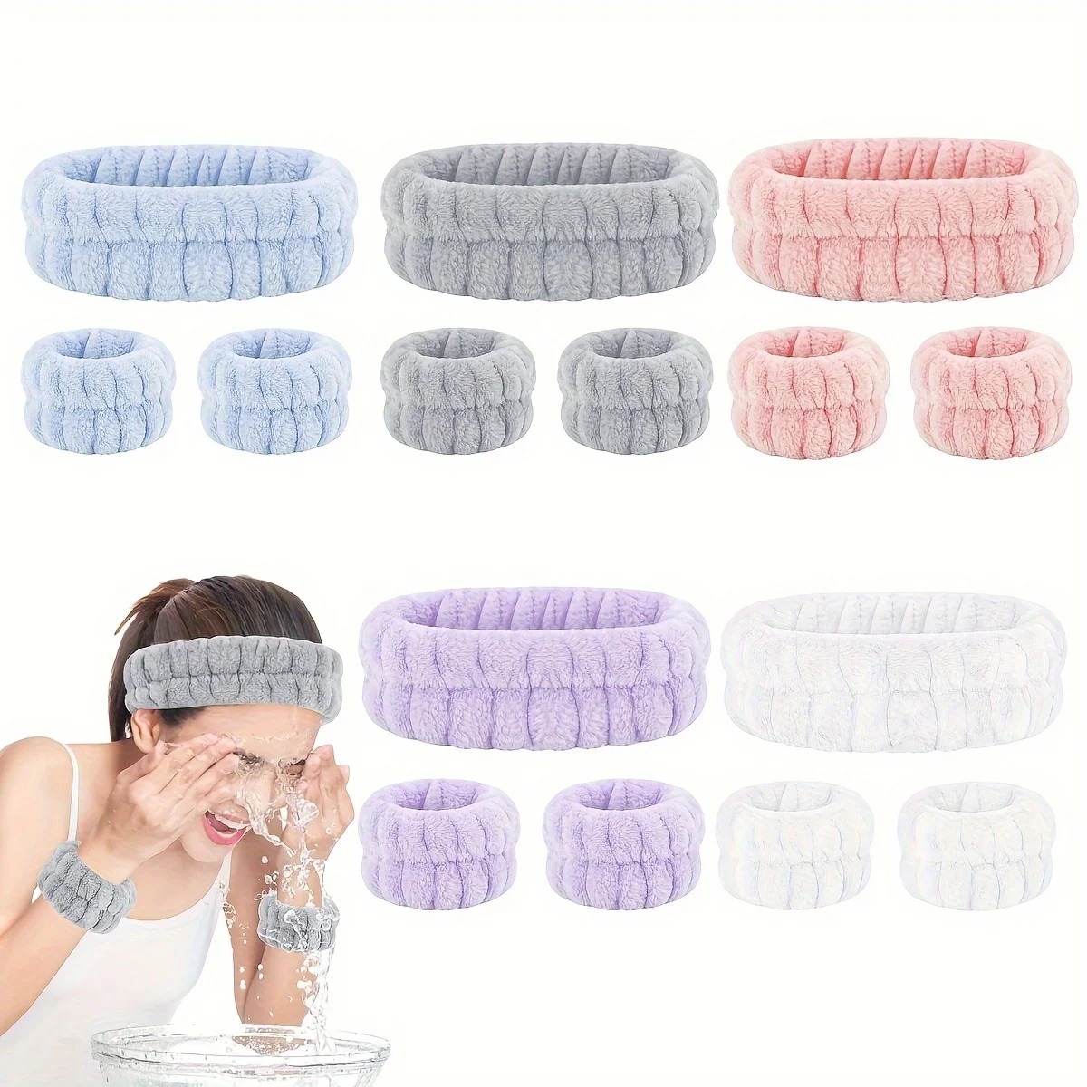 Beauty Makeup Face - Coral Velvet Facial Hochelastisches Make-up-Haarband, Gesichtswasch-Armband,