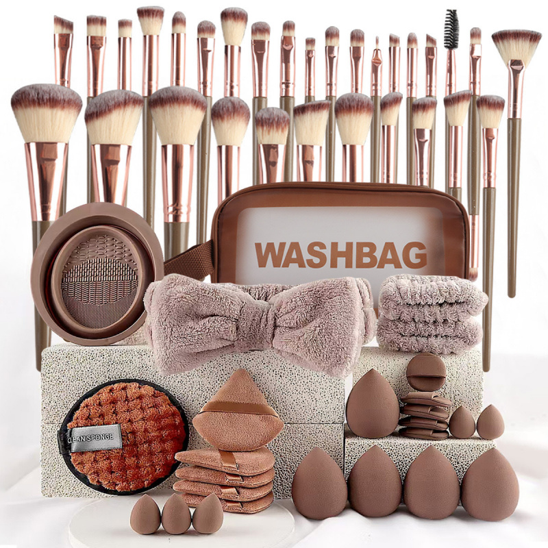 Beauty Queen Makeup - 40-teiliges Beauty-Make-up-Werkzeug-Kombi-Set für Gesichtswäsche, Make-up-Puff, komplettes