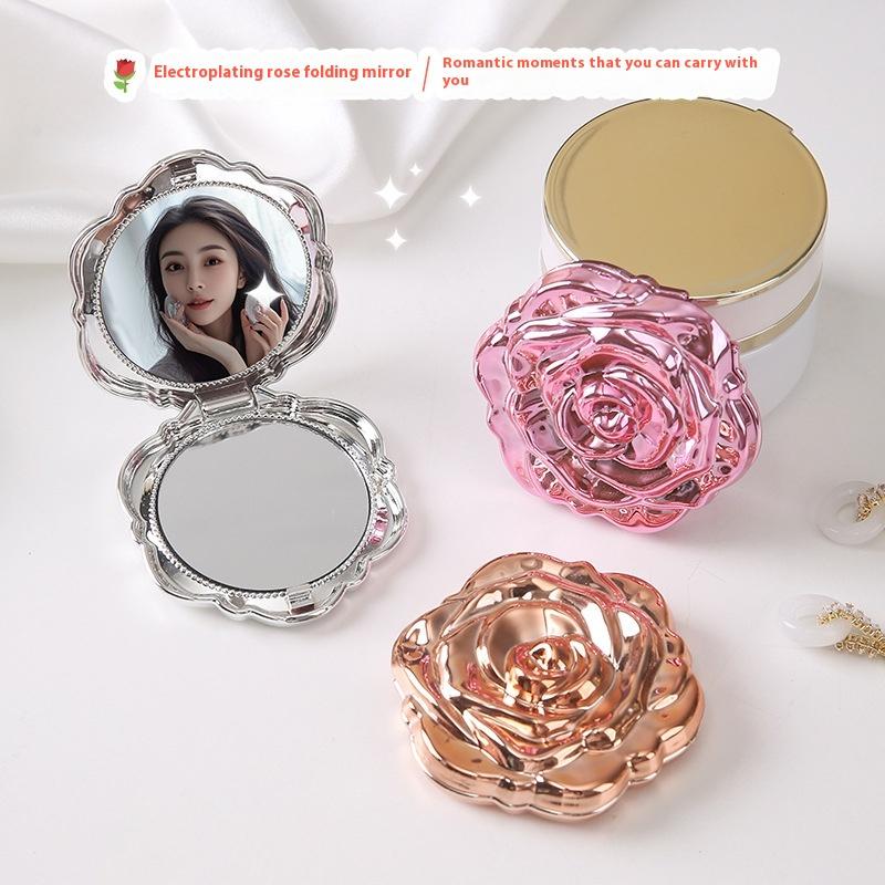 Beauty Rose Makeup - 1PCS Tragbare Mini Spiegel Retro Rose