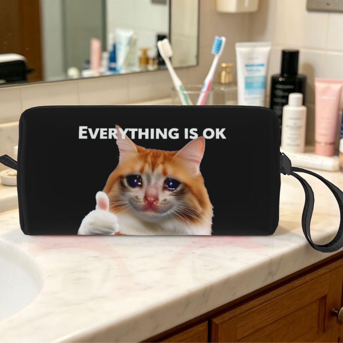Beauty Makeup Ok - Everything's Ok Crying Cat Memes Make-up-Tasche,