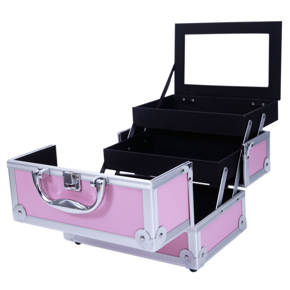 Rosa Aluminium-Kosmetikkoffer, – Beauty Makeup Women Bewertung und Preis