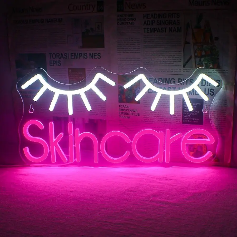 Neonschild, Wimpern, hellrosa, – Beauty Makeup Bar Bewertung und Preis