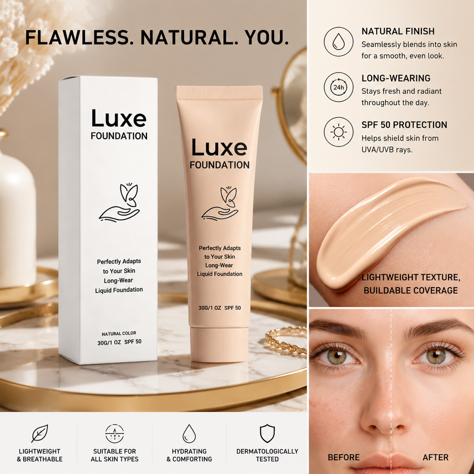 SPF 50+ Farbwechselnde Foundat – Beauty Makeup Foundation Bewertung und Preis